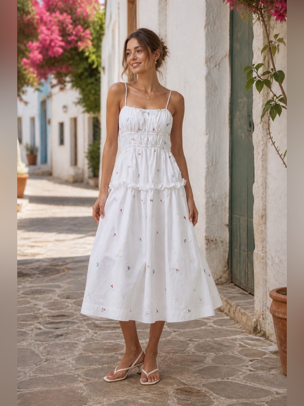 💜Firm Price💜En Saison Nellie sleeveless smocked midi dress